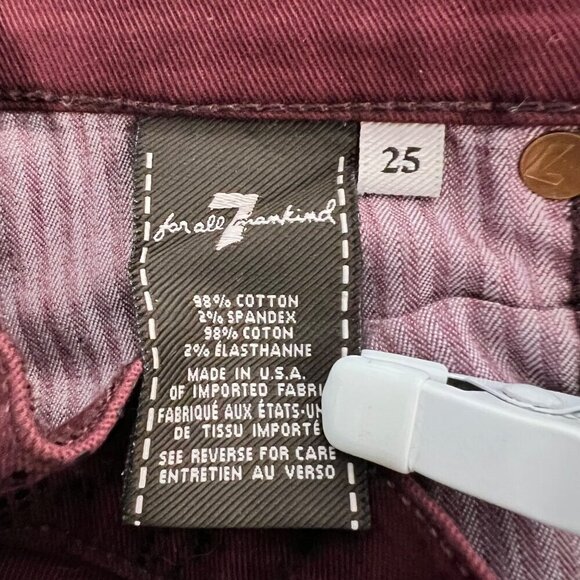7 For All Mankind Snake Print Low Rise Skinny Jeans Burgundy/Black Size 25 - Picture 9 of 9